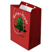 Sac Cadeau Moyen Sparkly Merry Bright Christmas tree Custom name (Dos Angle)