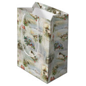 Sac Cadeau Moyen Sparkly Rustic Christmas Winter Scènes Collage (Dos Angle)