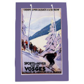 Sac Cadeau Moyen Spectateurs observant l'affiche de skieur (Devant)