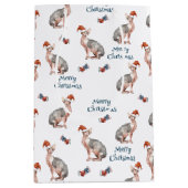 Sac Cadeau Moyen Sphynx Chat sans cheveux Père Noël Casquette (Devant)
