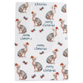 Sac Cadeau Moyen Sphynx Chat sans cheveux Père Noël Casquette (Dos)
