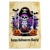 Sac Cadeau Moyen Spooky Skeleton Pirate Halloween (Dos)