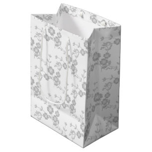 Sac Cadeau Moyen Spray floral Style 1, BAG nuptiale-blanche m