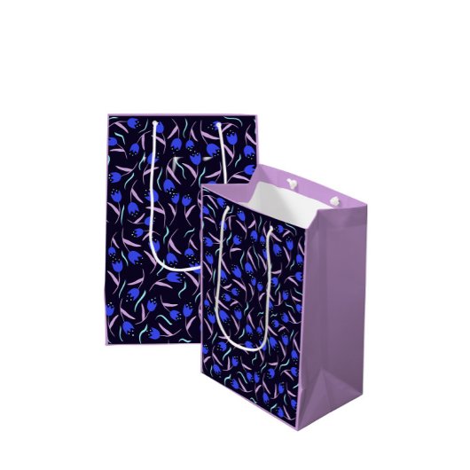 Sac Cadeau Moyen Spring Floral Pattern Lilac