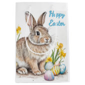 Sac Cadeau Moyen Springtime Happy Easter Rabbit  (Devant)