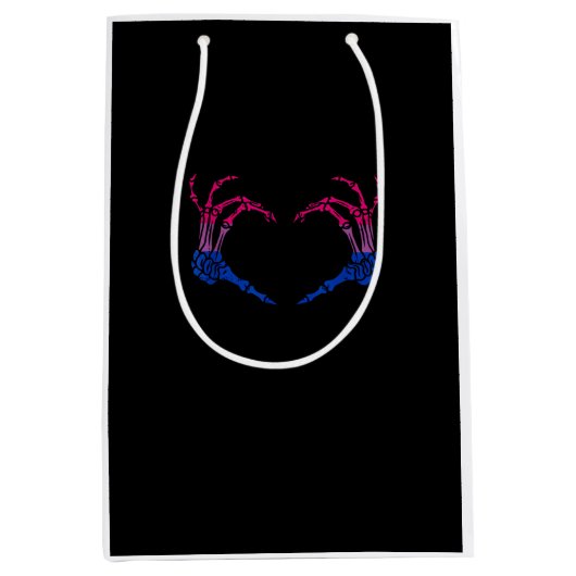 Sac Cadeau Moyen Squelette Coeur Bisexuel Lgbt-Q Pride Crâne Main (Devant)