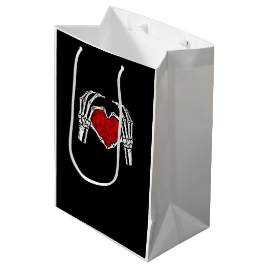 Sac Cadeau Moyen Squelette Mains de coeur Signe Saint Valentin Mign (Devant Angle)