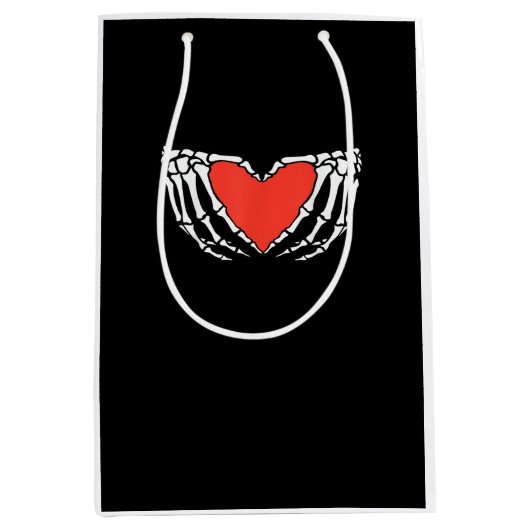 Sac Cadeau Moyen Squelette Mains Formant Coeur - Déplaisant Hallo g (Devant)