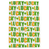 Sac Cadeau Moyen St. Patrick's Day Luck Shamrock Plaid Typographie (Devant)