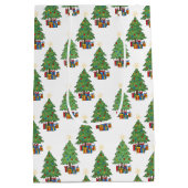 Sac Cadeau Moyen Star-topped Christmas Trees and Gifts Pattern (Dos)