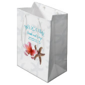 Sac Cadeau Moyen Starfish en Plumeria Destination Mariage Bienvenue (Devant Angle)