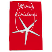 Sac Cadeau Moyen Starfish Motif Red White Beach Joyeux Noël (Devant)