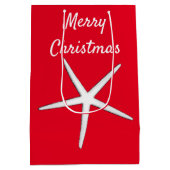 Sac Cadeau Moyen Starfish Motif Red White Beach Joyeux Noël (Dos)