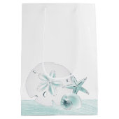 Sac Cadeau Moyen Starfish Shells Moderne Elegant Beach Wedding Part (Dos)