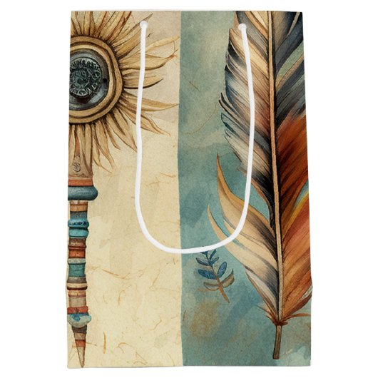 Sac Cadeau Moyen Stick de médecine des plumes tribales Aztec (Dos)