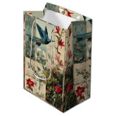 Sac Cadeau Moyen Style botanique collage (Devant Angle)