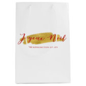 Sac Cadeau Moyen Style Chic Gold Foil Joyeux Noel Noël (Devant)