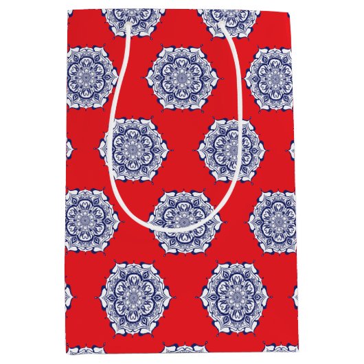 Sac Cadeau Moyen Style Chine bleue avec des créatures (Devant)