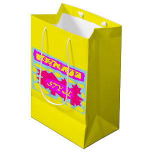 SAC CADEAU MOYEN STYLE ENSOLEILLÉ CONCEPTION ROSE LÉMON BLEU