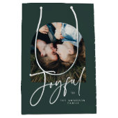 Sac Cadeau Moyen Style moderne élégante typographie vert joyeux Noë (Devant)