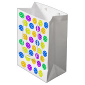 Sac Cadeau Moyen Style Rétro Néon Bleu Thème Pickleball Anniversair (Devant Angle)