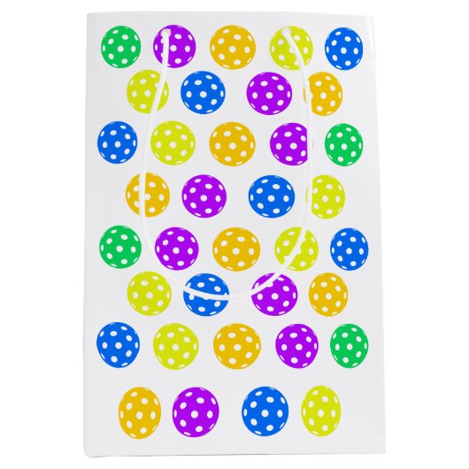 Sac Cadeau Moyen Style Rétro Néon Bleu Thème Pickleball Anniversair (Devant)