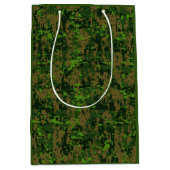 Sac Cadeau Moyen Style Woodland Camouflage vert numérique Accent (Devant)