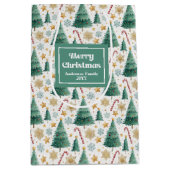 Sac Cadeau Moyen Stylish Christmas trees candy canes custom gifting (Devant)