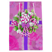 Sac Cadeau Moyen Sucre de canne de Noël pourpre (Dos)