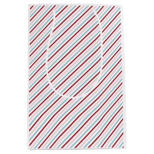 Sac Cadeau Moyen Sucré Rayure de Bonbon Rouge Rose Bleu Vacances/An