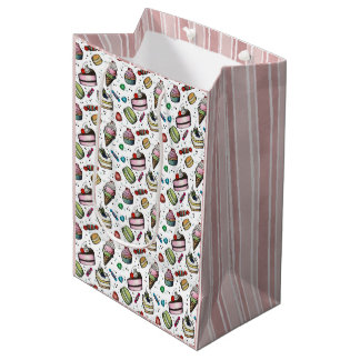 Sac Cadeau Moyen Sucreries Rétro - Blanc