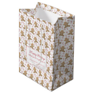 Sac Cadeau Moyen Sucres de canne en pain d'épice d'aquarelle Joyeu