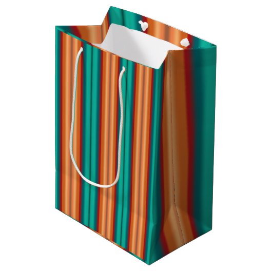 Sac Cadeau Moyen Sud-Ouest Orange rouge Turquoise arc-en-ciel rayur (Devant Angle)