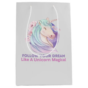 Sac Cadeau Moyen Suivez Votre Rêve Comme Une Magie Unicorne