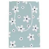 Sac Cadeau Moyen Summer Boho Blue White Daisy Flowers (Devant)