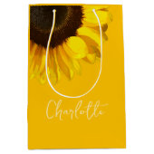 Sac Cadeau Moyen Summertime Yellow Sunflower Nom personnalisable (Devant)
