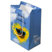 Sac Cadeau Moyen Sunflower Heart Abstrait sur Sky (Devant Angle)