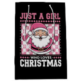 Sac Cadeau Moyen Super Juste Une Fille Qui Aime Noël Noël Noël Père (Devant)