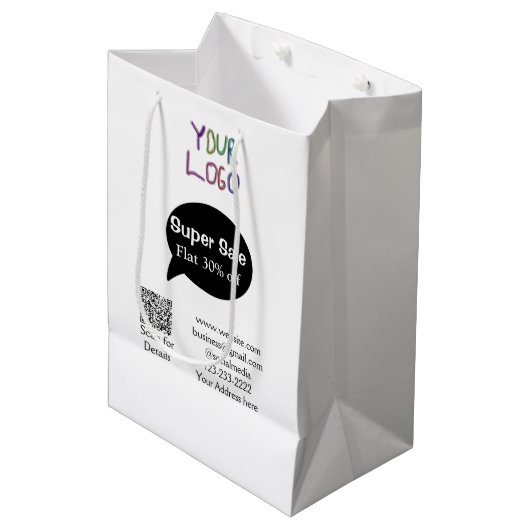 Sac Cadeau Moyen super-vente escompte d'entreprise numérisation cod (Devant Angle)