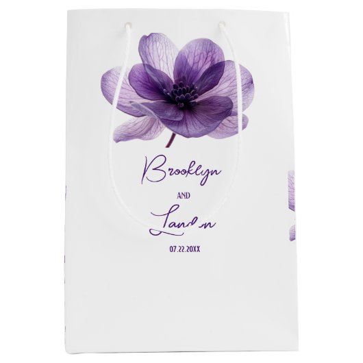 Sac Cadeau Moyen Superbe Mariage de fleurs violettes (Devant)