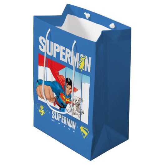 Sac Cadeau Moyen Superman et Krypto prennent l'avion (Devant Angle)