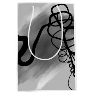 Sac Cadeau Moyen Sur la grille : gris Abstrait, noir et blanc