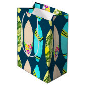 Sac Cadeau Moyen Surfboards tropicaux Illustré Marine Bleu (Dos Angle)