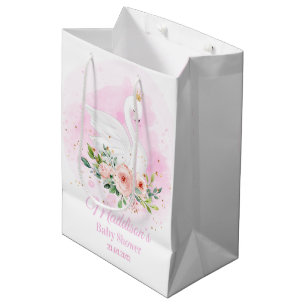 Sac Cadeau Moyen Swan Princess Baby shower d'anniversaire fille ros