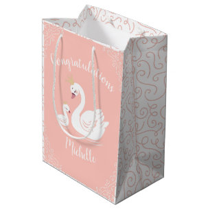 Sac Cadeau Moyen Swans Baby shower Oiseau avec héritier