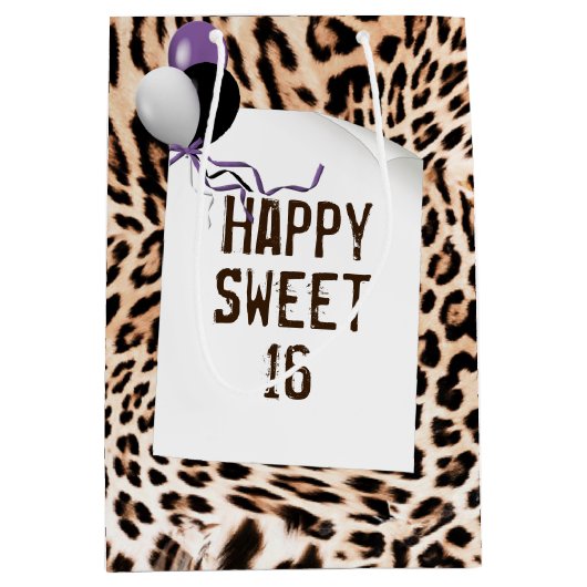 Sac Cadeau Moyen Sweet 16 Leopard Fur Impression (Devant)