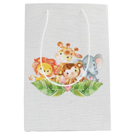 Sac Cadeau Moyen Sweet Baby Jungle Animaux (Devant)