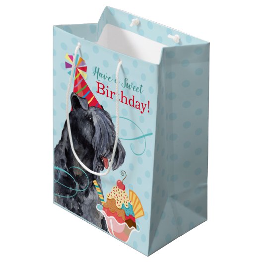 Sac Cadeau Moyen Sweet Birthday Kerry Blue Terrier (Devant Angle)