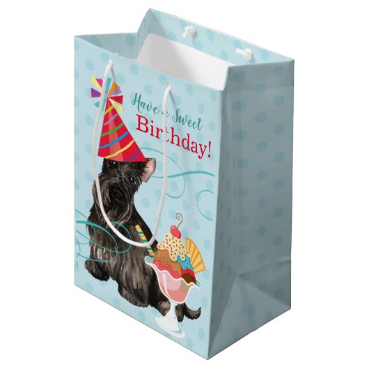 Sac Cadeau Moyen Sweet Birthday Scottish Terrier (Devant Angle)