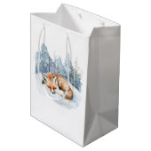 Sac Cadeau Moyen Sweet Fox Blue Christmas Snowflakes (Dos Angle)